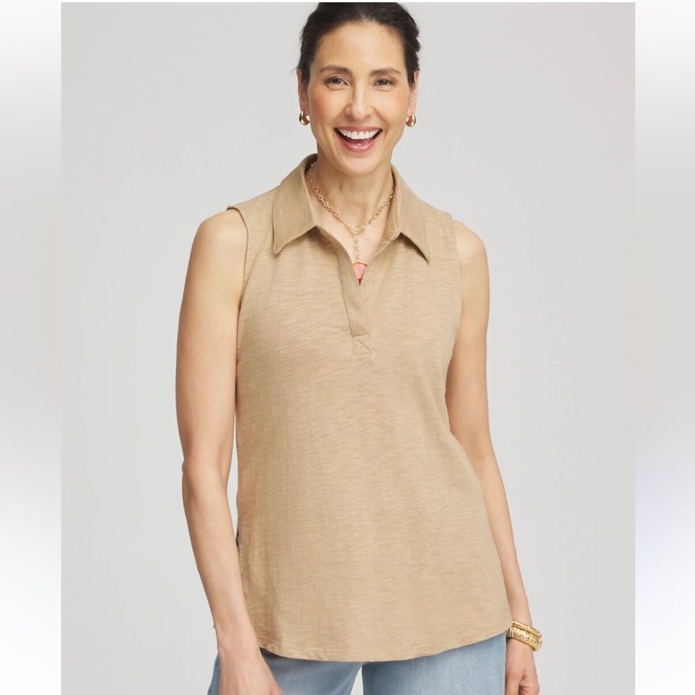 EXCELLENT CONDITION VINTAGE WOMEN’S MEDIUM SLEEVELESS COLLARED COTTON TOP